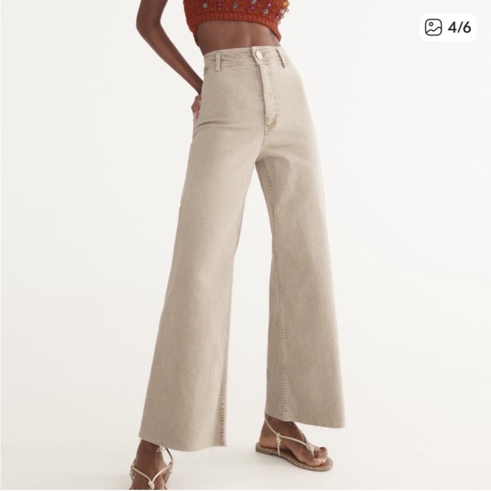 Zara High Waisted Marine Straight Jean in Oat/Tone Color